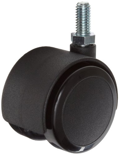 E.R. Wagner TX050ABLXD22XXX 2 Diameter Black Polyolefin Wheel Light Duty Furniture Open Twin Swivel Stem Caster, 7/16 Diameter X 1-3/8 Length Friction Ring Stem, 75 lbs Capacity Range