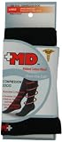 MD USA Ribbed Cotton Compression Socks with Cushion, Black, Medium,  (Pack of 2)