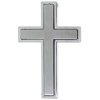 Stainless Steel Latin Cross Slider Pendant, w/ Frosted Finish Center, 30 in. Bead Chain included