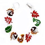 Silver Tone Fall Leaves Autumn Harvest Magnetic Clasp Charm Bracelet Elegant Trendy Fashion Jewelry