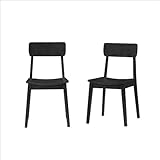 Set of 2 Dining Chair with Contoured Seat in Black Finish