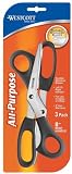Westcott All Purpose Value Scissors, 8 Bent, Pack of 3, Black