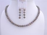 Brown Metallic Freshwater Pearl Necklace Set Custom Handcrafted Jewelry (BRAND NEW)