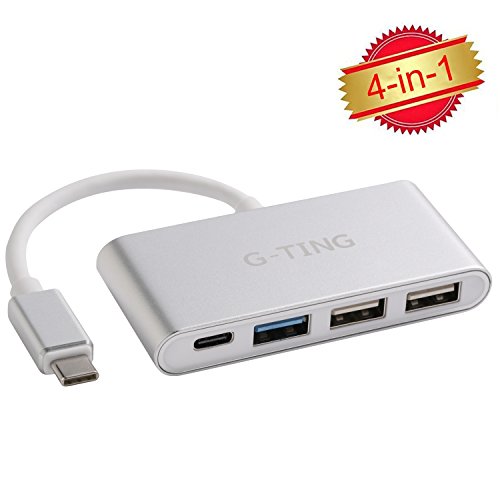 G-TING USB-C 3.0 Type C Adapter Multiport Converter for New MacBook, ChromeBook Pixel Devices Nokia N1, Nexus 6/6p and Other Type-C HUB Devices, USB C Charging Port and 3 USB A Ports