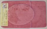 3 PIECE BATHROOM RUG, CONTOUR & LID COVER SET - ROSE PINK