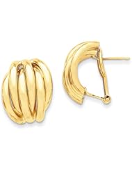 14k Yellow Gold Polished Fancy Omega Back Post Earrings. Metal Wt- 5.38g
