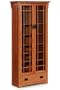 Craftsman Wide Six shelf Bookcase With Glass Doors, 6-SHELF, DARK OAK
