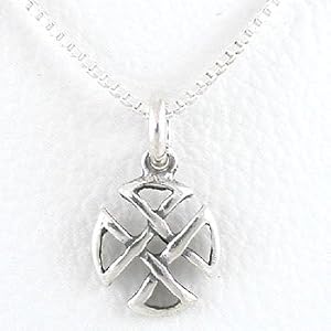 Small Celtic Knot Cross Pendant in Sterling Silver on 16" Box Chain, #8705