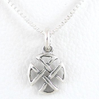 Sterling Silver Celtic Knot Cross Pendant on 16 Box Chain, #8705