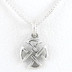 Celtic Knot Cross Pendant in Sterling Silver on 16" Box Chain, #8705