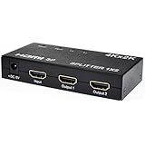 Cyelee 2 Way 1x2 Powered V1.4 HDMI Splitter with HDCP Full Ultra HD 4K/2K and 1080P 3D Resolutions For PS3 Xbox Blu-ray Cable Box