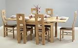 4ft 7 x 3ft Solid Oak Extending Dining Table + 6 Brown Wave Back Chairs