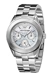 Emporio Armani Ladies Round Case White Mother Of Pearl Dial Stainless Steel Bracelet Watch