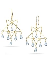 4.80 Cts Aquamarine Briolette Earrings in 18K Yellow Gold