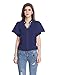 E.JAN1ST Women's V Neck Blouse Top Chiffon Short Ruffle Sleeve Button Down Shirt