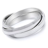 Sterling Silver Triple Trinity Wedding Band Ring Sizes 4 to 10 , 4