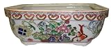 Chinese hand painted double walled porcelain bonsai planter pot - ming vase design with spring colors