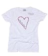 Women Juniors Burned Out White Cotton T-Shirt with Heart