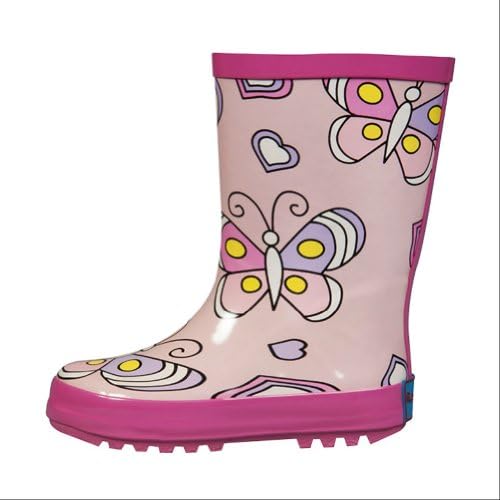 RanyZany Bella Butterfly Boot Size 6 - Rain Boots For Girls- Kids Rain Boots - Easy To Clean - Rubber Lining