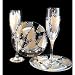 Bride s Heirloom Design - Hand Painted - Toasting Flutes - 6 oz. & 7 inch Cake Plates