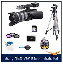 Sony NEXVG10 Full HD Interchangeable Lens Camcorder (Black) Essentials kit with 32GB High Speed SD Card, Deluxe 3 Piece Filter Kit, High Capacity Spare Battery, Full Sized Tripod, HDMI Cable, LCD Screen Protectors, Pro Dust Blower Sony NEXVG10 Full HD Interchangeable Lens Camcorder (Black) Essentials kit with 32GB High Speed SD Card, Deluxe 3 Piece Filter Kit, High Capacity Spare Battery, Full Sized Tripod, HDMI Cable, LCD Screen Protectors, Pro Dust Blower