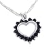 Genuine Midnight Sapphire Heart Pendant with 18" Chain Sterling Silver Necklace