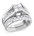 14 KT White Gold 1 CTW Diamond Engagement Ring Set 14K Band