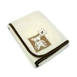 Eddie Bauer Appliqued Coral Fleece Blanket Teddy Bear