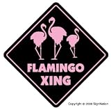 FLAMINGO CROSSING -Sign- flamingos bird collector gift