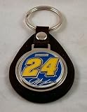 Jeff Gordon NASCAR Leather and Pewter Keychain