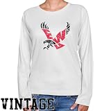 NCAA Eastern Washington Eagles Ladies White Distressed Logo Vintage Long Sleeve Classic Fit Tee