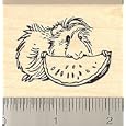  Guinea Pig Eating Fruit Rubber Stamp - Wood Mounted by Rubberhedgehog.Com