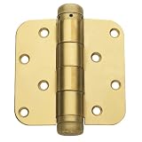 Global CPSC4040-R-US4M Commercial Grade, Full Mortise Spring Hinge, Radius Shape 2-Pack, Satin Brass