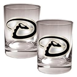 Arizona Diamondbacks 2pc Rocks Glass Set - Primary Logo MLB Baseball