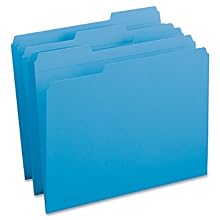 Smead 1/3-Cut File Folders, Heavy Duty Reinforced Tab, Letter Size, Blue, 100 Per Box (12034)