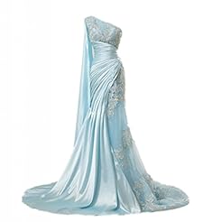 Satin Applique One Shoulder Mother-of-the-Bride Dress  With a Ribbon 