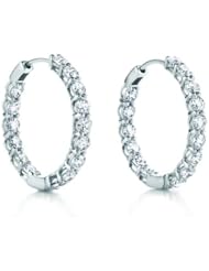 4.00 ct ttw Ladies Round Cut Diamond Inside Outside Hoop Earrings