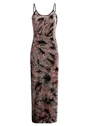 Slit Polyester/Spandex/Velvet Tie Dye Print Maxi Dress 