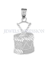 Rhodium-Plated 925 Sterling Silver Snare Drum Pendant