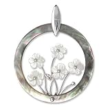 .925 Silver & Mother of Pearl Circle Flower Pendant