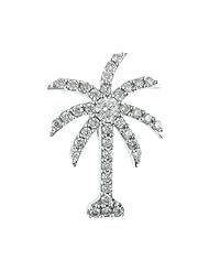 14K White Gold 1 Ct Diamond Palm Tree Pendant (chain NOT included)