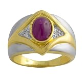 0.80 Cttw Ruby & 0.10 Ct Diamond 14 Karat Yellow & White Gold Ring Size 7