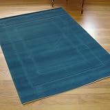 Quality Modern Contemporary Visiona Border Rug Teal