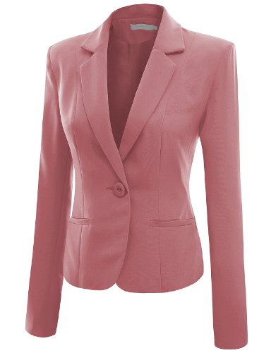 Doublju Women Simple Tailored Boyfriend Cropped Blazer Suit Jacket