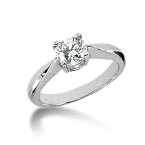 Round Diamond Solitaire 4 Prong Set 18K Gold Engagement Ring (0.87ctw, F - G Color, SI2 Clarity)