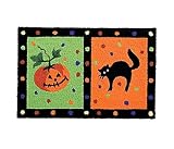 Halloween Rug Haunted House Cat and Pumpkin Accent Floor Mat