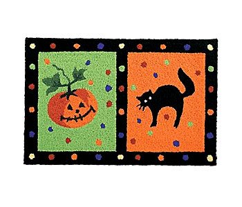 Halloween Rug Haunted House Cat and Pumpkin Accent Floor Mat