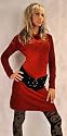Strickkleid Minikleid rot mit Knopfleiste Wolle