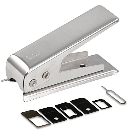 Fosmon Nano Sim Card Cutter with Nano-Micro, Nano-Standard, Micro-Standard Sim Adapters for Apple iPhone 6 / 6S / 6 PLUS / 6S Plus / 5S / 5C / 5 / SE - Silver