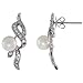 18k White Gold Pearl & Diamond Swirl Earrings, title=